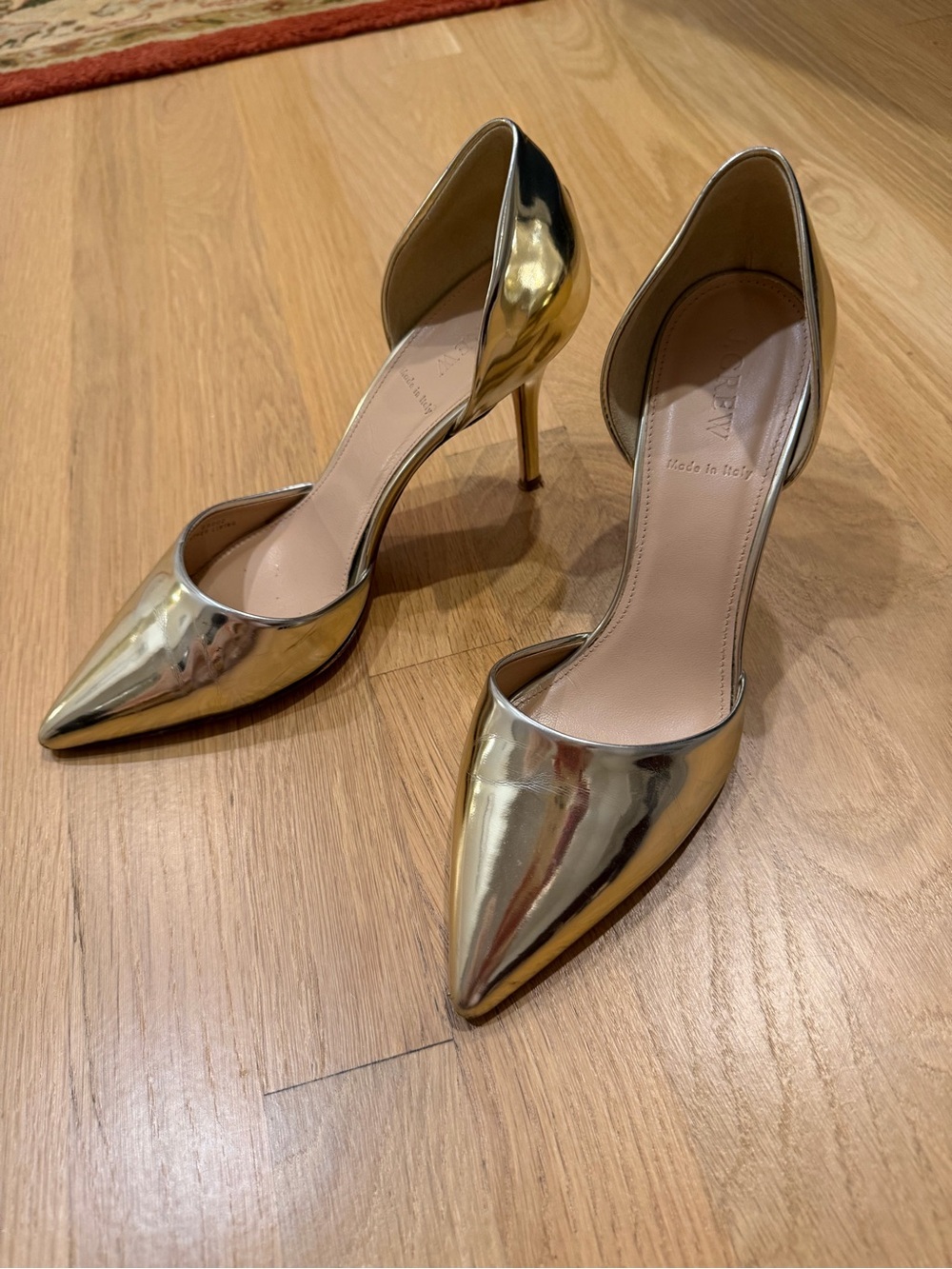 J. Crew Metallic Gold D'Orsay Pointed-Toe Pumps